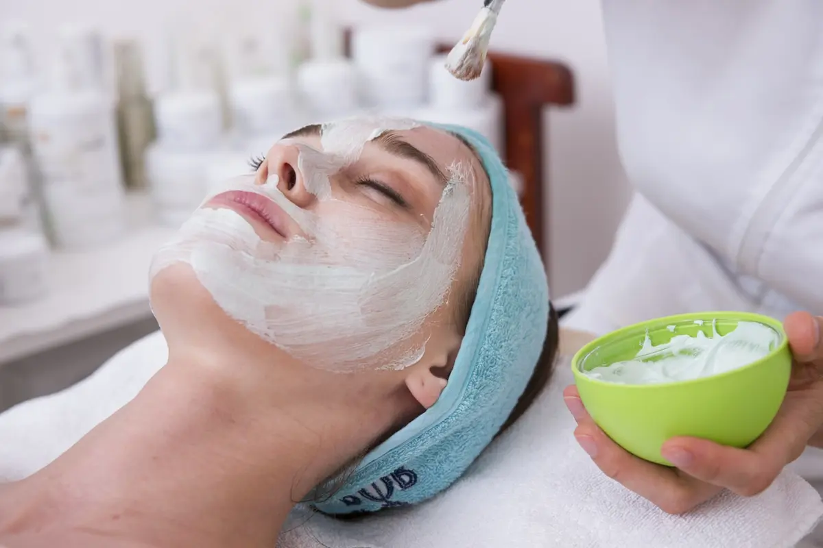Woman enjoying a calm skincare routine